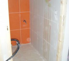 Pose de la faience du Wc du bas