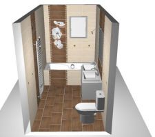 Plan 3D de la salle de bain - côté baignoire