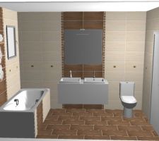 Plan 3D de la salle de bain - côté vasques
