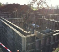 "Coulage" des murs de cave.