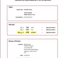 Le rapport du test d'infiltromètrie