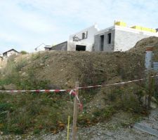 Terrassement partiel pour combler le vide autour de la maison. Supression d'une parte du remblais situé sur l'arrière du terrain.