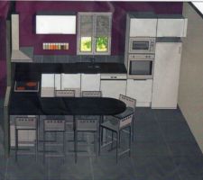 Plan 3D de notre future cuisine.