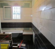 Carrelage sol noir avec faience 60*30 gris anthracite et blanc