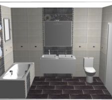 Plan 3D Faïence choisie - côté vasques