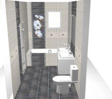 Plan 3D Faïence choisie - côté baignoire