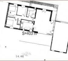 Plan general avec wc dans espace chambre