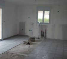 Voici la ou on a notre probl&egrave;me les carreaux enlev&eacute; c'&eacute;tait ou le carreleur devait poncer la chape met sa pas &eacute;t&eacute; fais 

juste en plein milieu de la pi&egrave;ce a vive