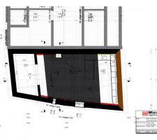 Combles plan exécution. Espace grisé : gitage à 2,60m de hauteur