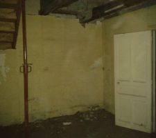 Vous vous rappelez la photo avec les deux portes, ben on fait sauter les deux et ça, c'est l'espace qu'on va prendre sur le garage