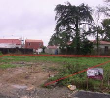 En rouge la délimitation du terrain