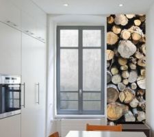 Papier peint imitation buche de bois