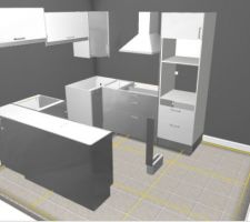 Cuisine ikea grise en 3d