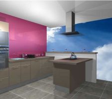Voilà la cuisine mais la couleur sera modifiée car celle ci ne passe pas avec le rose fushia que nous voulons sur le mur