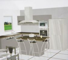 Cuisine Ixina façade anthracite avec ilôt central équipée en electro whripool