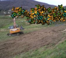 Préparation de l?enrochement avec idée de la pente du terrain