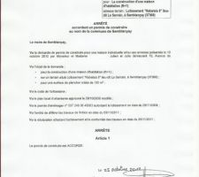 Arreté accordant un permis de construire