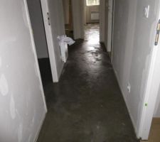 Chape totalement s&egrave;che , humide pour l'instant &agrave; cause du froid et le manque de chaleur.
Pose parquet plus tard