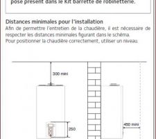 Chaudière gaz à condensation de marque "Chaffoteaux" - Modèle "Talia Green System" : Distances minimales à respecter pour la pose.