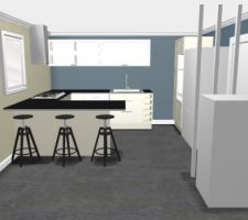 Plan de la cuisine Ikea , avec le poele sur la droite