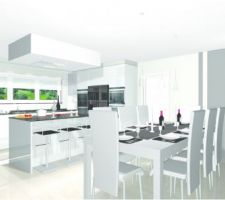 Cuisine de marque Rational, plan de traivail en granit de chez kichechef luxembourg