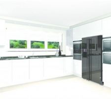 Cuisine de marque Rational, plan de traivail en granit de chez kichechef luxembourg