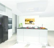 Cuisine de marque Rational, plan de traivail en granit de chez kichechef luxembourg