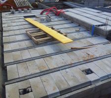 D&eacute;but de la mise en place des poutrelles et hourdis