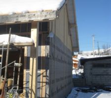 Facade Est
Le pare pluie n'est là que pour protéger la laine de bois le tps de passer l'hiver.