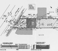 Plan de masse réalisé par le dessinateur du constructeur suite à son étude de sol et d'implantation.