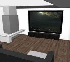 Visuel approximatif cheminée   projecteur home cinema   canapé   meuble bas TV