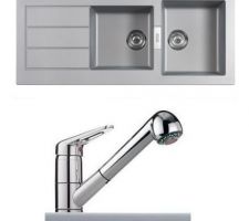 Evier et robinet douchette Ixina coloris titanium