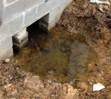 Vide sanitaire non rebouchée depuis le mois de mai. L'eau entre par derrière