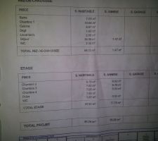 Detail des surfaces sur plan initial