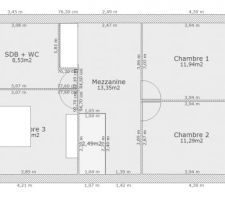 1ère idée de plan pour l'étage.