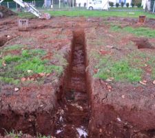 Juste avant de couler la semelle de propret&eacute; en fond de fouille.