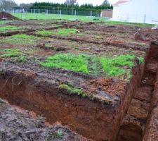 Juste avant de couler la semelle de propret&eacute; en fond de fouille