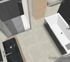 Vue 3D salle de bain parentale