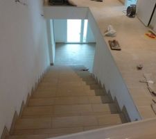 Escalier reliant l'entr&eacute;e au rdj