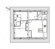 Nouveau projet pour les combles. Quelques explications s'imposent car mon plan n'est peutêtre pas très clair. Les 2 rectangles à gauche correspondent à l'escalier qui arrive. Le rectangle au milieu est la cheminée. Les 2 grandes barres traversantes sont 2 poutres qui à une hauteur d'environ 1m. Le rectangle de gauche symbolise une mézzanine. Plus de détail dans un post que je vais rédiger.