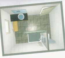 Une vue du dessus de l'implantation de la salle de bain.