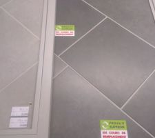 Carrelage anthracite pour la pi&egrave;ce &agrave; vivre, et gris clair pour le cellier, le couloir et les WC.