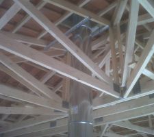 Le conduit traverse le plafond en fermette