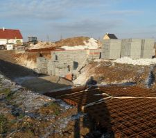 &Eacute;l&eacute;vation des murs du sous-sol.