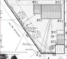 Plan avec vue de dessus avec le garage et le parking de midi.