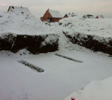 Terrassement fini mais la neige s'en mêle...
