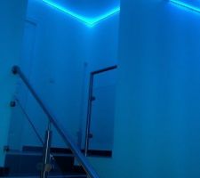 Mont&eacute;e d'escalier plafonds tendus translucides