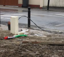 Le passage du câble en cours