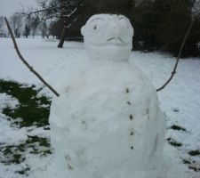 Notre premier bonhomme de neige sur notre terrain... je vous présente Mr Marcel