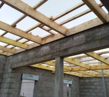 Charpente maison avec passage pour evacuation poele